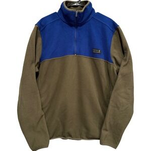 Brooks Brothers Mens Polyester Fleece Pullover Jacket Blue Green 1/4 Zip Size XL